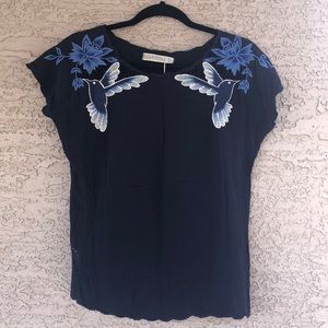 Embroidered humming bird blouse